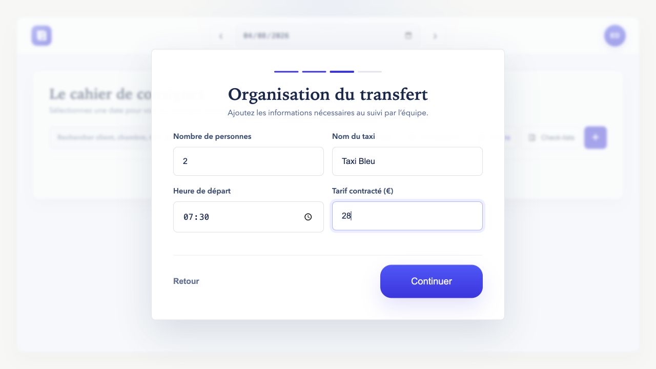 Vue réelle de l’organisation d’un transfert en taxi dans LCDC